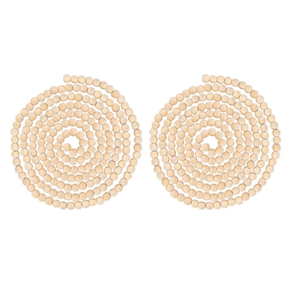 2X 9 Foot Natural Wood Bead Christmas Garland Wooden Christmas Tree Garland Perfect for Rustic Natural Country Farmhouse