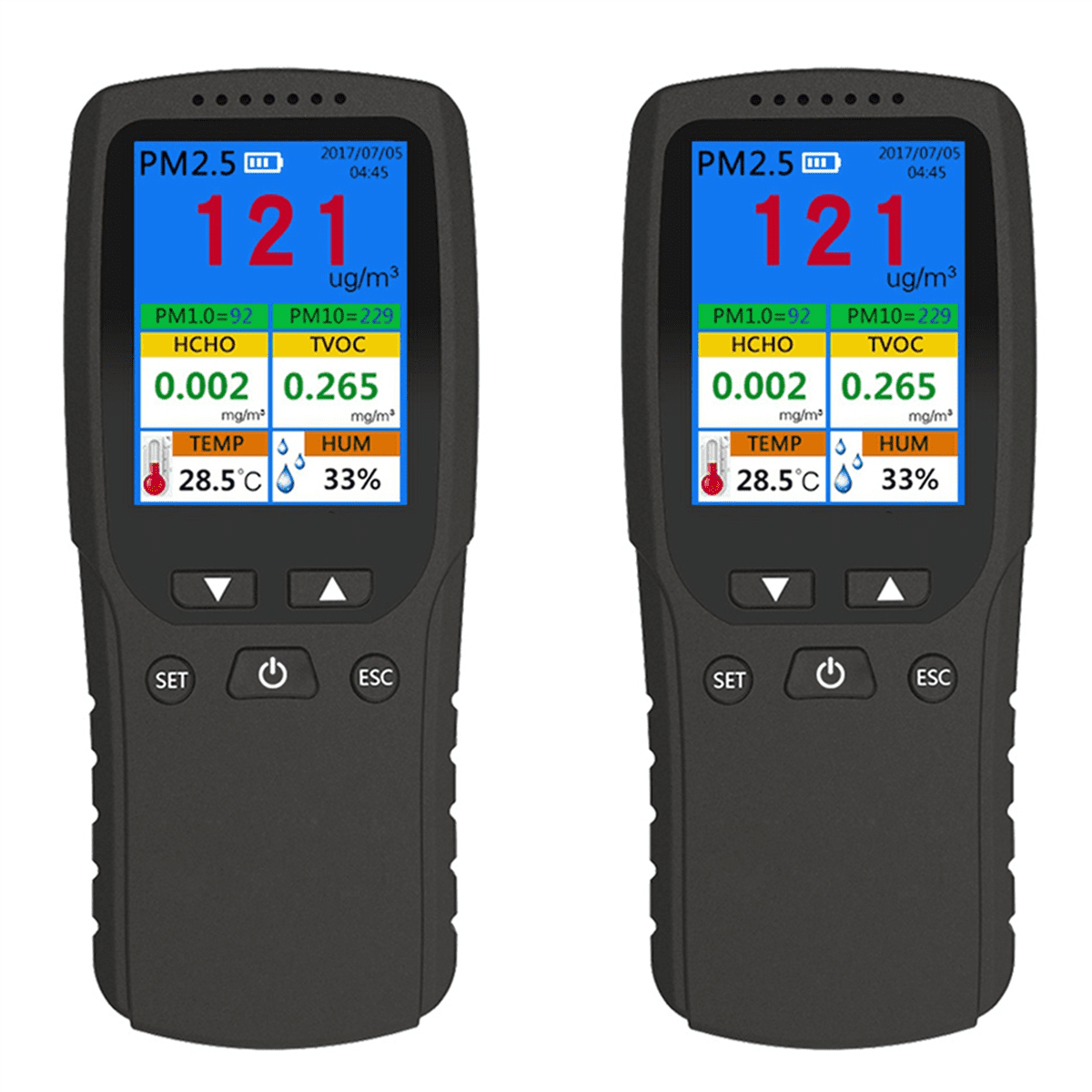 2X 9 in 1 Air Quality Monitor Indoor Outdoor PM2.5, PM1.0, PM10, HCHO