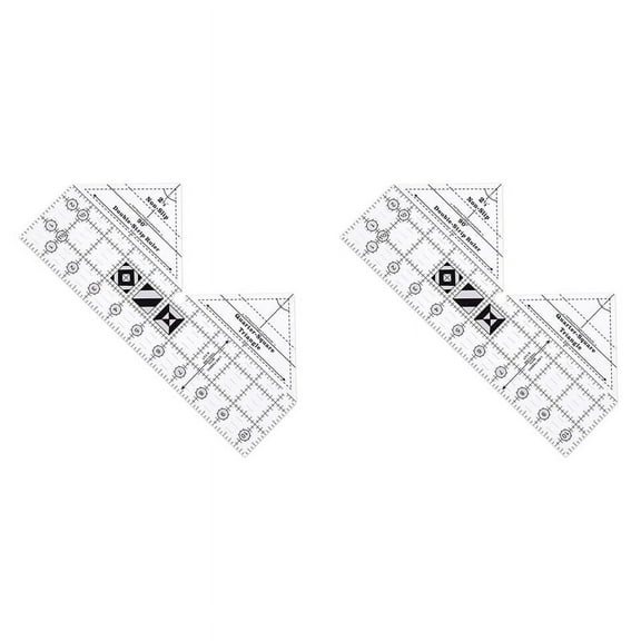 2X 90 Degree Double Strip Quilt Ruler, 10 Inch Acrylic Quilting Triangle Rulers, Non-Slip Quilting Rulers and Templates