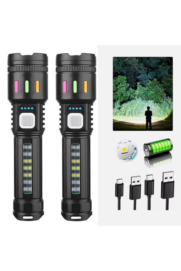 2X 990000000LM Super Bright Flashlight LED Powerful Rechargeable Torch Zoomable
