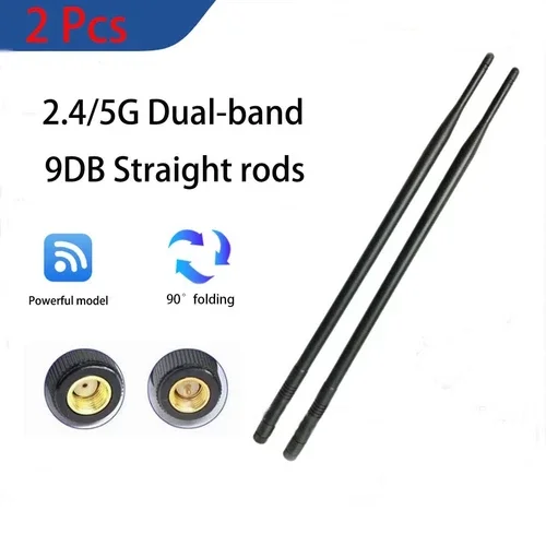 2X 9Db 2.4G/5G Straight Pole Wireless Wifi Module Routing Dual Band Foldable