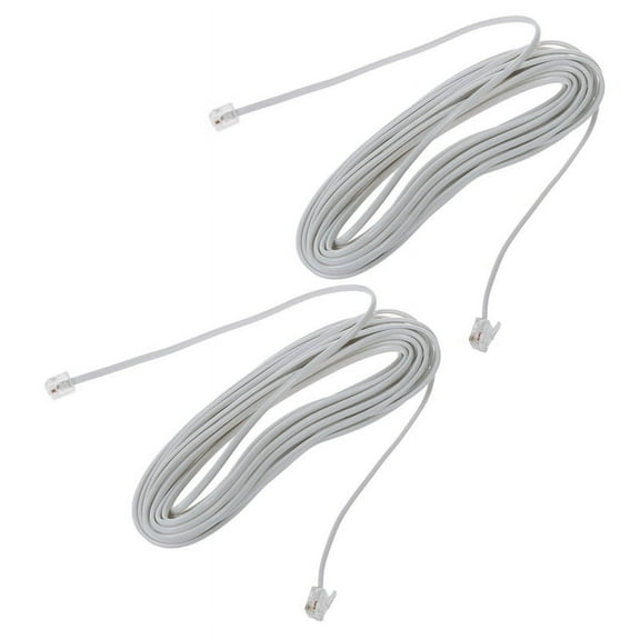 2X 9M 30ft RJ11 6P2C Modular Telephone Phone Cables Wire White