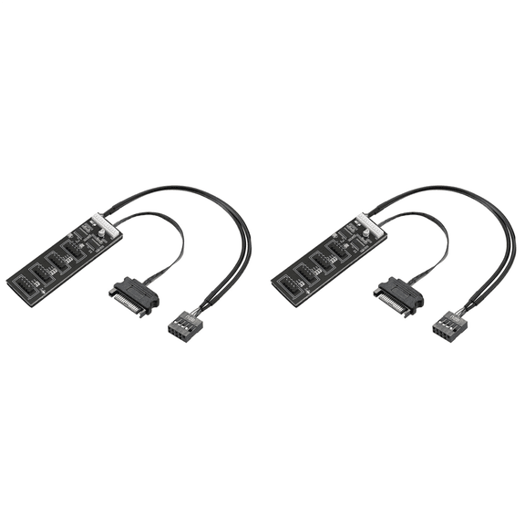 2X 9Pin USB Header Splitter with Power Cable, Internal Hub Extension 2.0 Connector for Motherboard