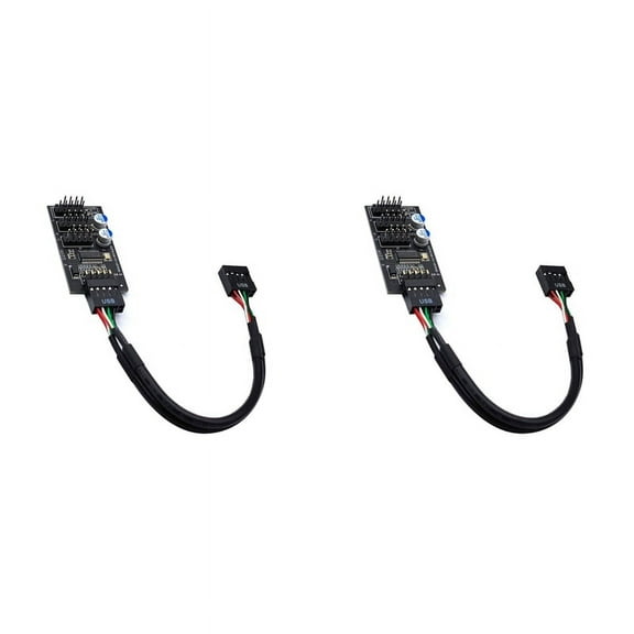 2X 9Pin USB Hub Connector USB Splitter 1 to 3 USB2.0 9Pin Header Board Cable for RGB LED Fan Speed Test