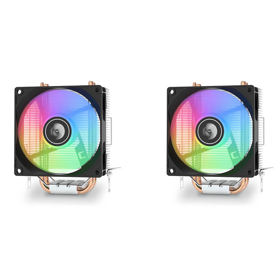 2X A200 Dual Heat Pipe Air Cooling Radiator Multi-Platform Silent CPU Radiator CPU Cooler with 92mm RGB Silent Fan,2 x CPU radiator,Black
