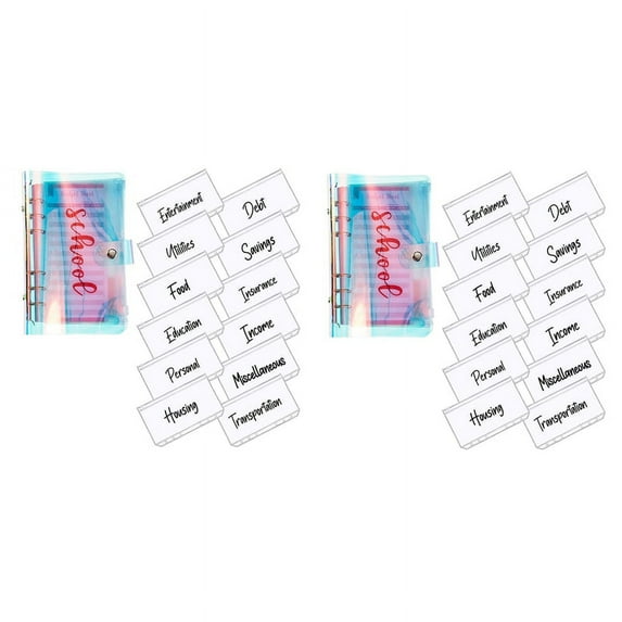 2X A6 Binder Pocket with Notebook Cover,PVC Binder Cover,Waterproof 6-Ring Binder,Expense Budget Sheet Holographic Color