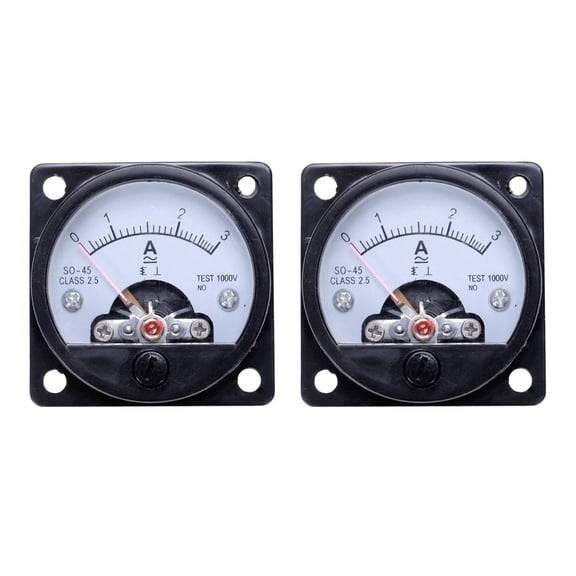 2X AC 0-3A Round Analog Panel Meter Current Measuring Ammeter Gauge Black