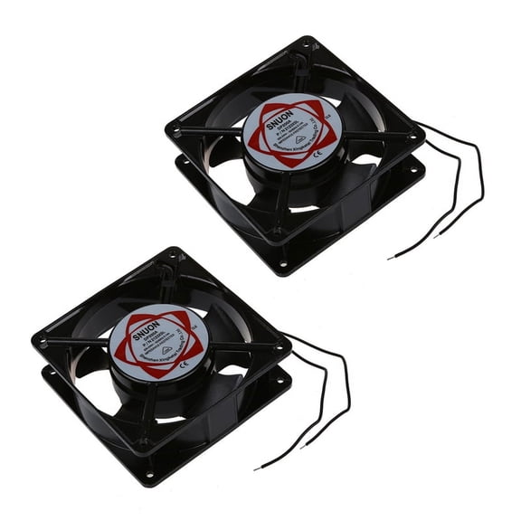 2X AC 220-240V 0.14A 120mmx120mm Metal Computer CPU Fan Black