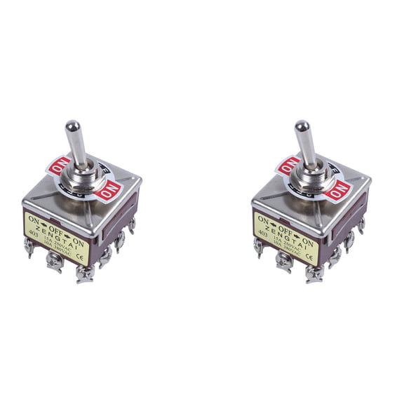 2X AC 380V 10A ON/OFF/ON 3 Positions 12 Pin Latching Toggle Switch 4PDT,2 x Toggle Switch,Brick Red