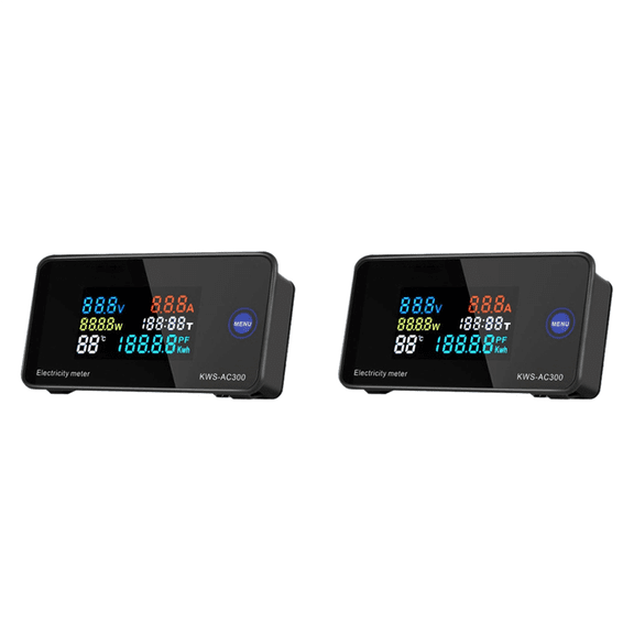 2X AC 50-300V Voltmeter Ammeter KWS Powers Energy Meter LED Digital AC Wattmeter Electric Meter