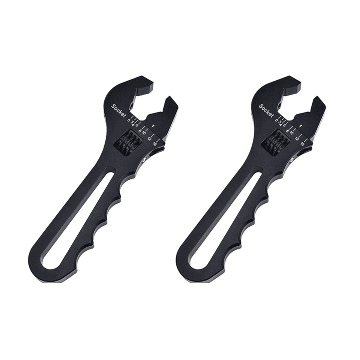 2X AN3-AN16 Tubing Wrench Hose Wrench V-Type Adjustable Wrench Hose Fitting Wrench Black