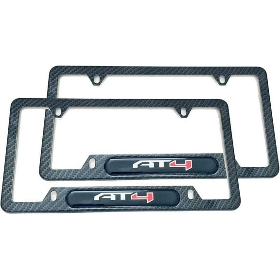 2X AT4 License Plate Frame Holder Cover Sport All-Terrain 4WD ForGMC Carbon Fiber