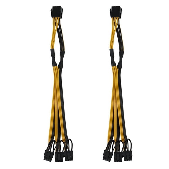 2X ATX 12V CPU 8 Pin to 3X 8Pin (6+2) Pin PCI-E Male Splitter Power Extension Adapter Cable for Graphics Card,2 x PCI-E Power Extension adapter Cable,black & yellow