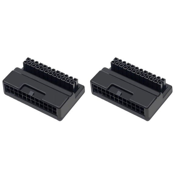 2X ATX 24 Pin to 90 Degree Power Plug Adapter Mainboard Motherboard Power Supply Cable Connectors DIY