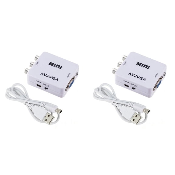2X AV () to VGA Audio Video Converter,Support Resolution 1080P /720P,with 3.5 mm AUDIO Audio Input Port,for STB TV PC