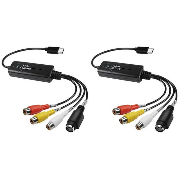 2X AV to USB C Converter Video Capture Card Adapter 1 Channel AV NTSC PAL Video S Video/Composite to USB Converter