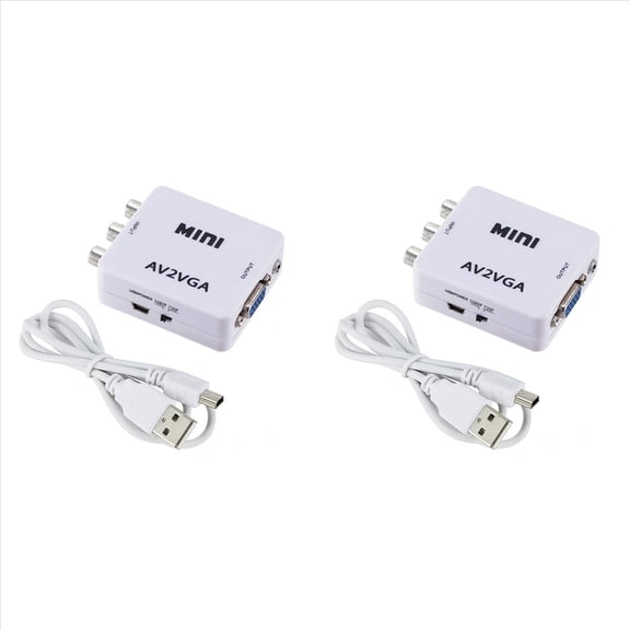 2X AV () to VGA Audio Video Converter,Support Resolution 1080P /720P,with 3.5 mm AUDIO Input Port,for STB TV PC