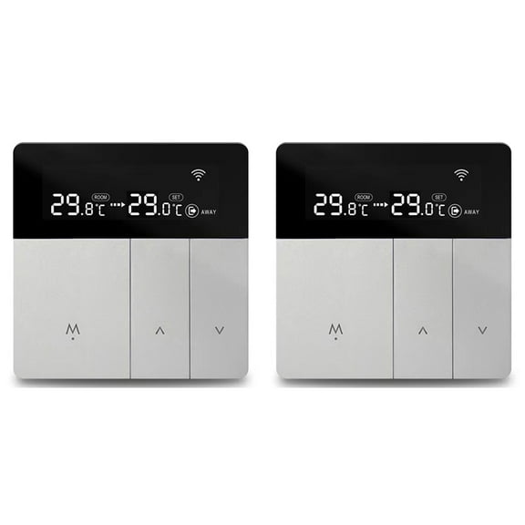 2X AVATTO Tuya WiFi Smart Thermostat Temperature Controller 100-240 V Remote Electric Control, Home Yandex,2 x Temperature Controller 4 x Screws 2 x External Sensor Wire 3 Meter,Grey