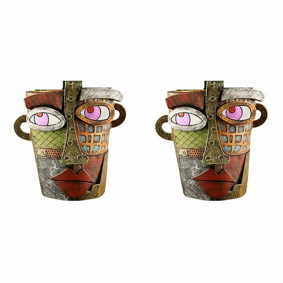 2X Abstract Rainbow Head Planter, Graffiti Face Planter with Drainage, Flower Plant Pots for Indoor Plants A Small Size,2 x planter