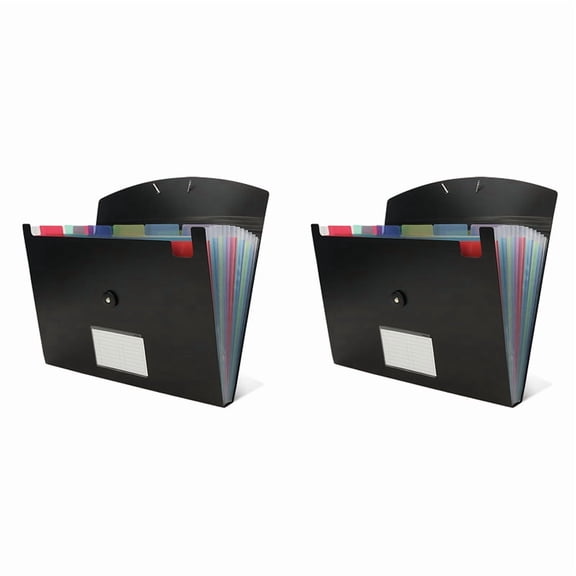 2X Accordian File Organizer 13 Pocket Expanding Folder Plastic Expandable Color Inside