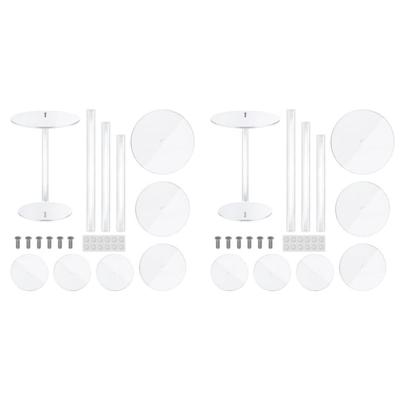 2X Acrylic Cake Stand,Clear Cake Stand Round Tall Cake Stand for Dessert Table Display, for Wedding, Event,6 x Cake stand,Transparent