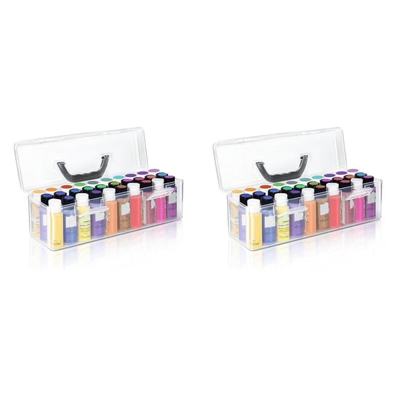 2X Acrylic Paint Storage Box, 30 Bottle Capacity Acrylic Paint Storage Box for 2 Fluid Ounces Acrylic Paint,Storage Box,2x acrylic paint storage