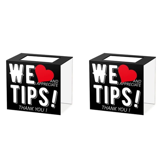 2X Acrylic Tip Jar for Bartender Bars 6 X 4 X 5 Inch Tip Collection Box Donation Suggestion Box Money Storage Container