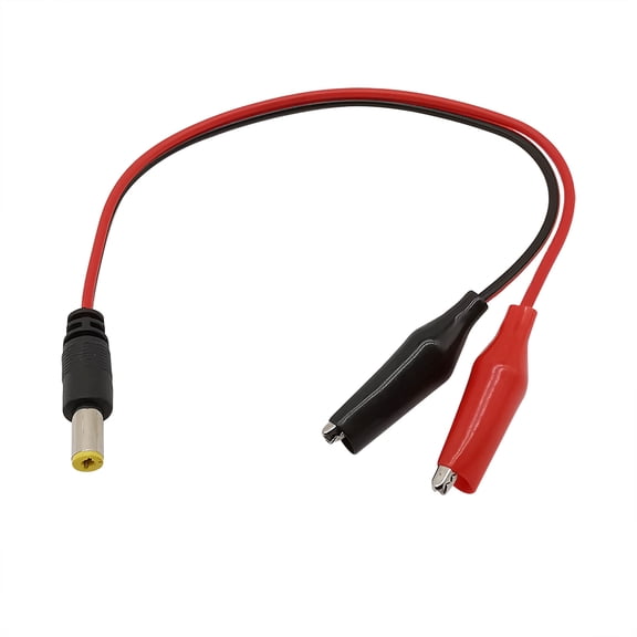 2X Alligator Clip to DC Power Male Female Plug Jack Connector DC 5.5 * 2.1mm Adapter Crocodile Clips Test Leads 25cm