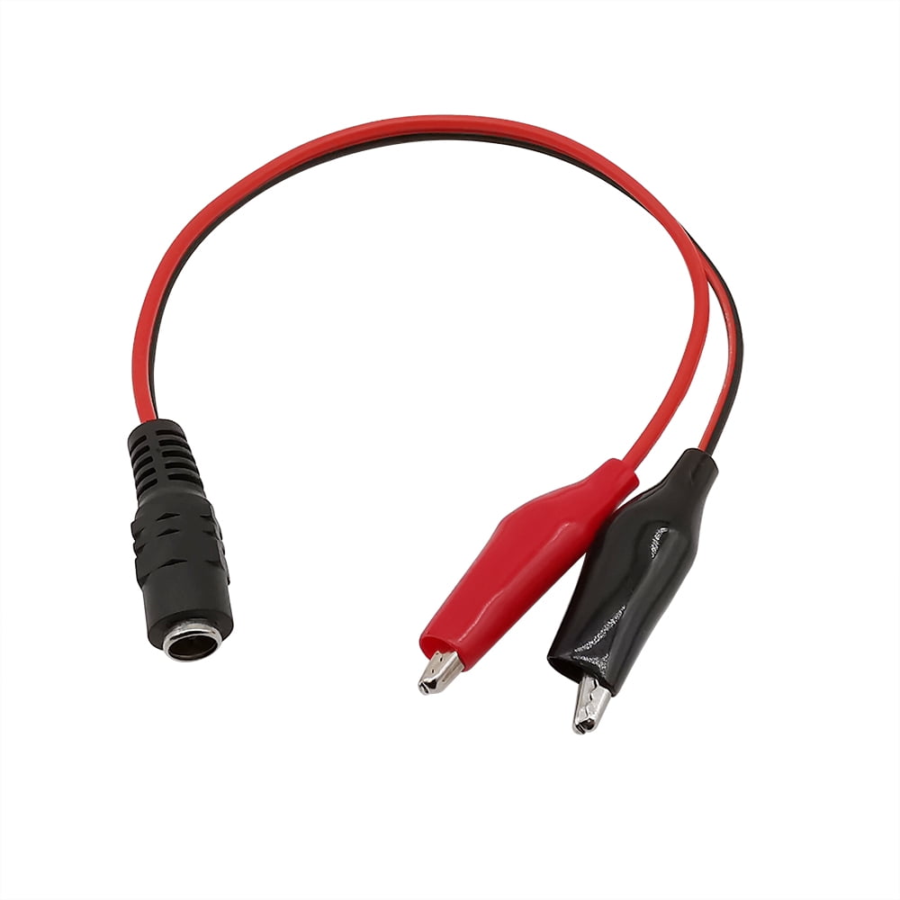 2X Alligator Clip to DC Power Male Female Plug Jack Connector DC 5.5 ...