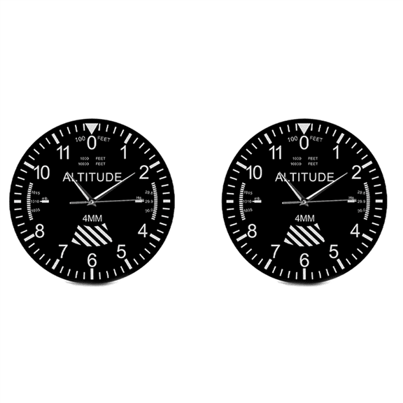 2X Altimeter Wall Clock Tracking Pilot Air Plane Altitude Measurement Modern Watch Classic Instrument Home Decor