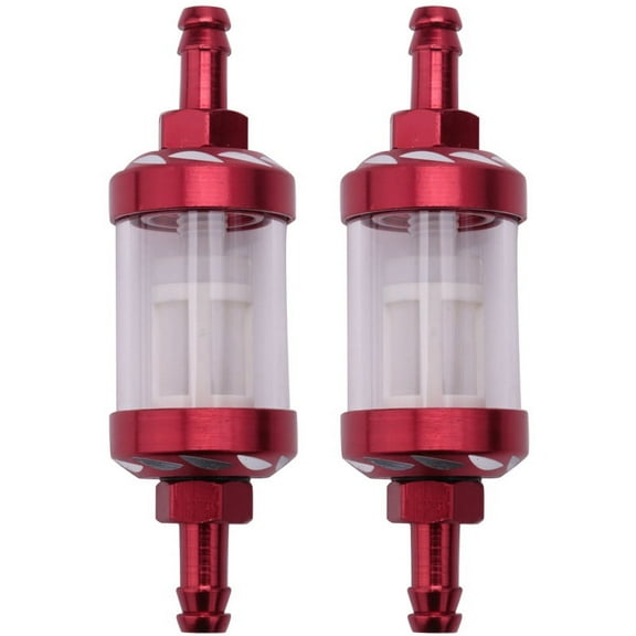 2X Aluminum Alloy Glass Motorcycle Gas Fuel Gasoline Oil Filter Moto Accessories For Atv Dirt Pit Bike Motocross Red