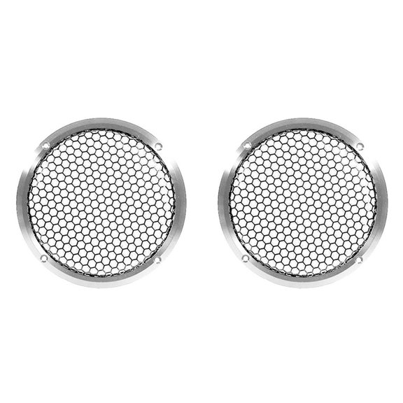 2X Aluminum Car Tweeter Speaker Grill Cover, 6.5 Inch, Full Metal Mesh Grille for Audio Enhancement Silver