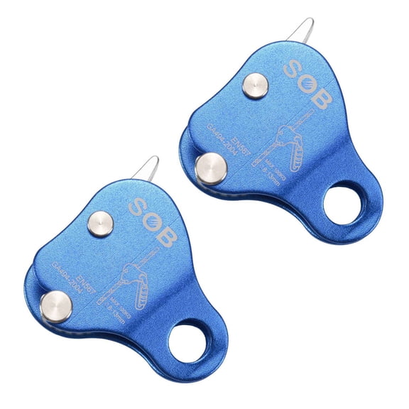 2X Aluminum Climbing Rope Blocker for Outdoor Climbing,2 x Grab Climbing Rope,blue