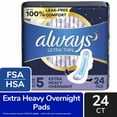 thumbnail image 1 of 2X - Always Ultra Thin Pads with Wings Extra Heavy Overnight Absorbency Size 5 Unscented, 1 of 5