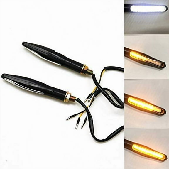 2X Amber LED Flowing Blinker Flashing Turn Signal Light Running Indicator Light for Universal Off-Road Sports Bike