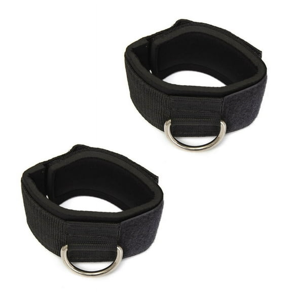 2X Ankle Strap D-Ring Multi Gym Cable Attachment Thigh Leg Pulley Weight Lifting Black