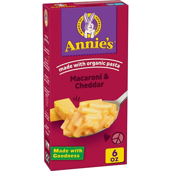 2X - Annie’S Reduced Sodium Cheddar Macaroni & Cheese Dinner With Organic Pasta, 6 Oz
