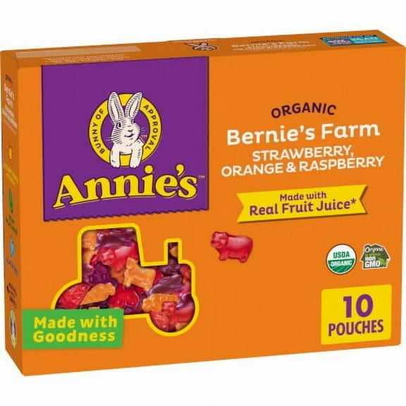 Annie's Organic Bernie's Farm Fruit Flavored Snacks 10 ct / 0.7 oz - Pack of 2