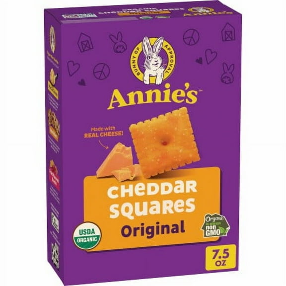 2X - Annie's Organic Cheddar Squares Baked Cracker Snacks-7.5 oz