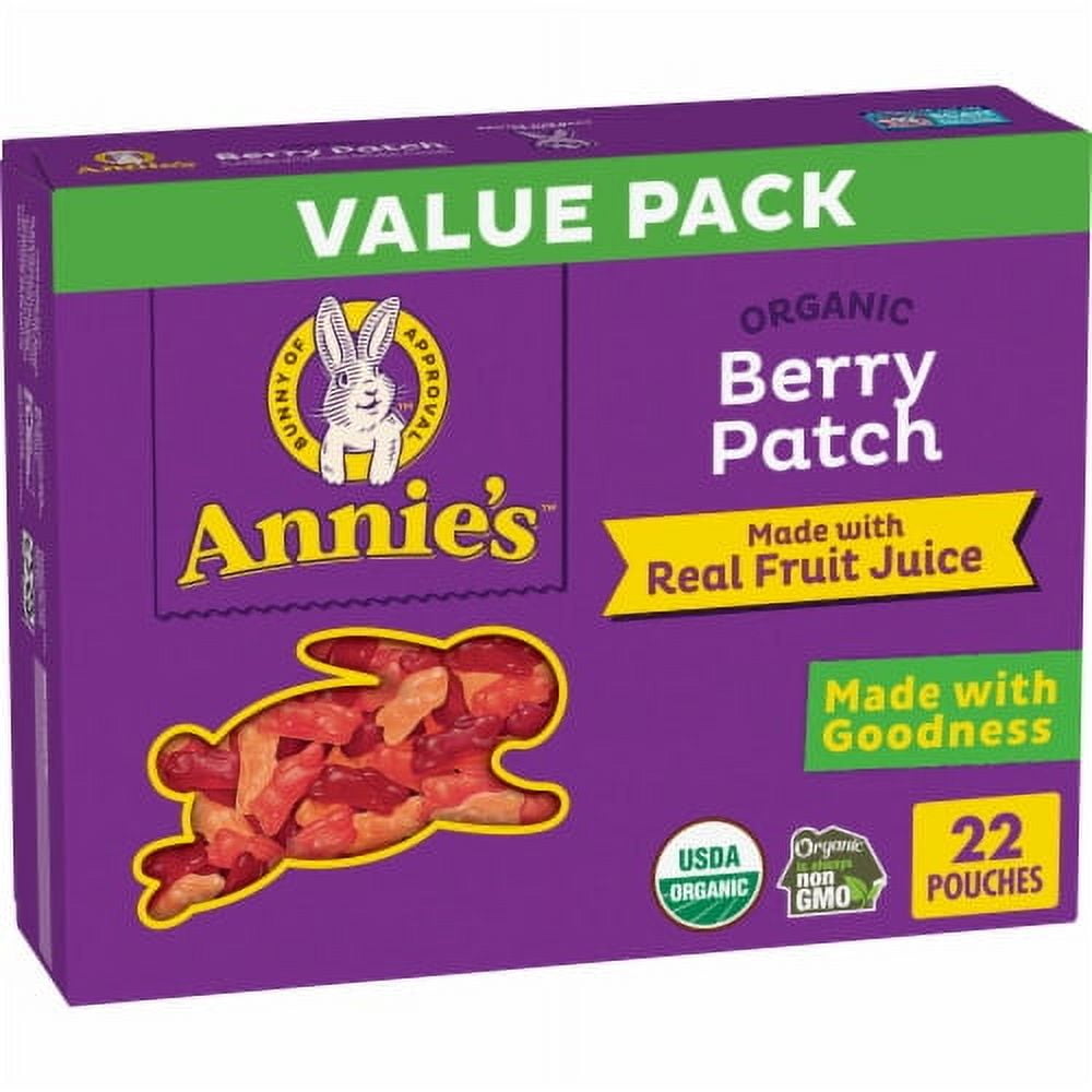 2X-Annie's Organic Value Pack Berry Patch Bunny Fruit Flavored Snacks - 0.7 oz - 22 ct