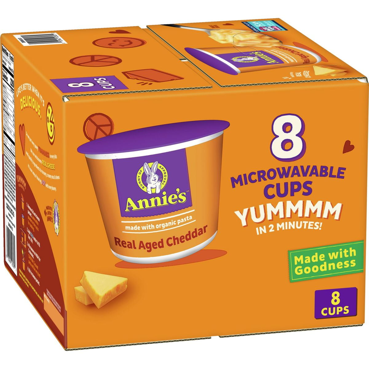2X - Annie's Real Aged Cheddar Mac and Cheese Microwavable Cups - 16.08oz/8pk