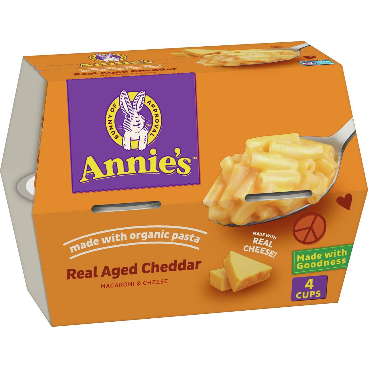 2X - Annie's Real Aged Cheddar Mac and Cheese Microwavable Cups - 8.04oz/4pk