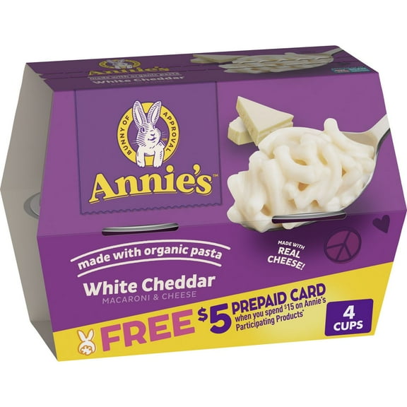 2X - Annie's White Cheddar Mac and Cheese Microwavable Cups - 8.04/4pk