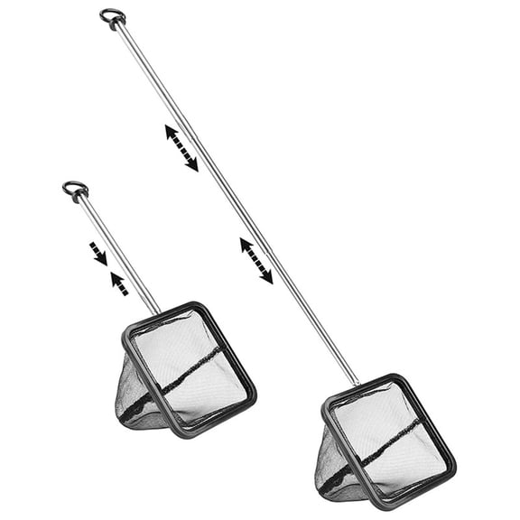 2X Aquarium Fish Net with Extendable Stainless Steel Long Handle, Fine Mesh Fish Net for Fish Tank