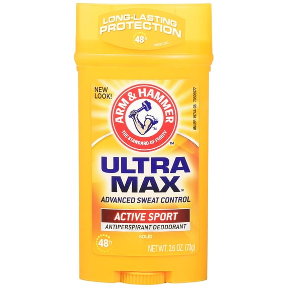 2X - Arm & Hammer Ultra Max Invisible Solid Wide Stick Antiperspirant Deodorant, Active Sport, 2.6 Ounce