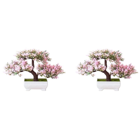 2X Artificial Plants Bonsai Small Tree Pot Plant Flowers Potted Faux Bonsai for Home Room Table Hotel Garden Decor
