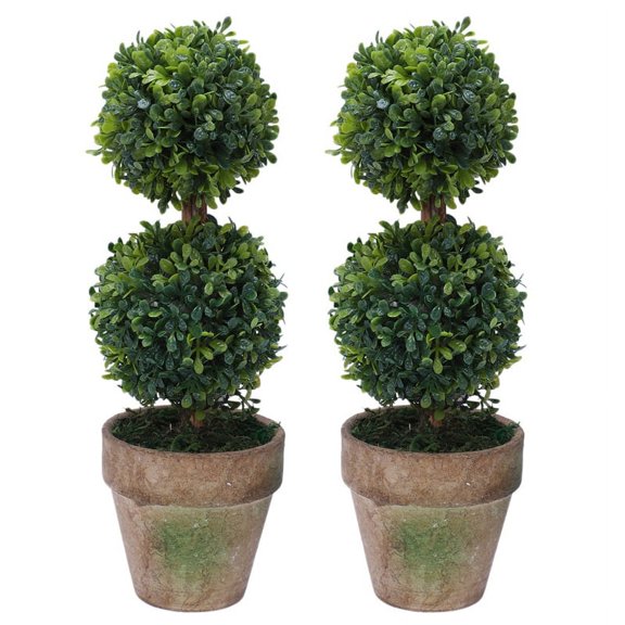 2X Artificial Plastic Trees In Pots Plant Potted Decor Garden Yard Indoor Outdoor Pattern:Two Ball
