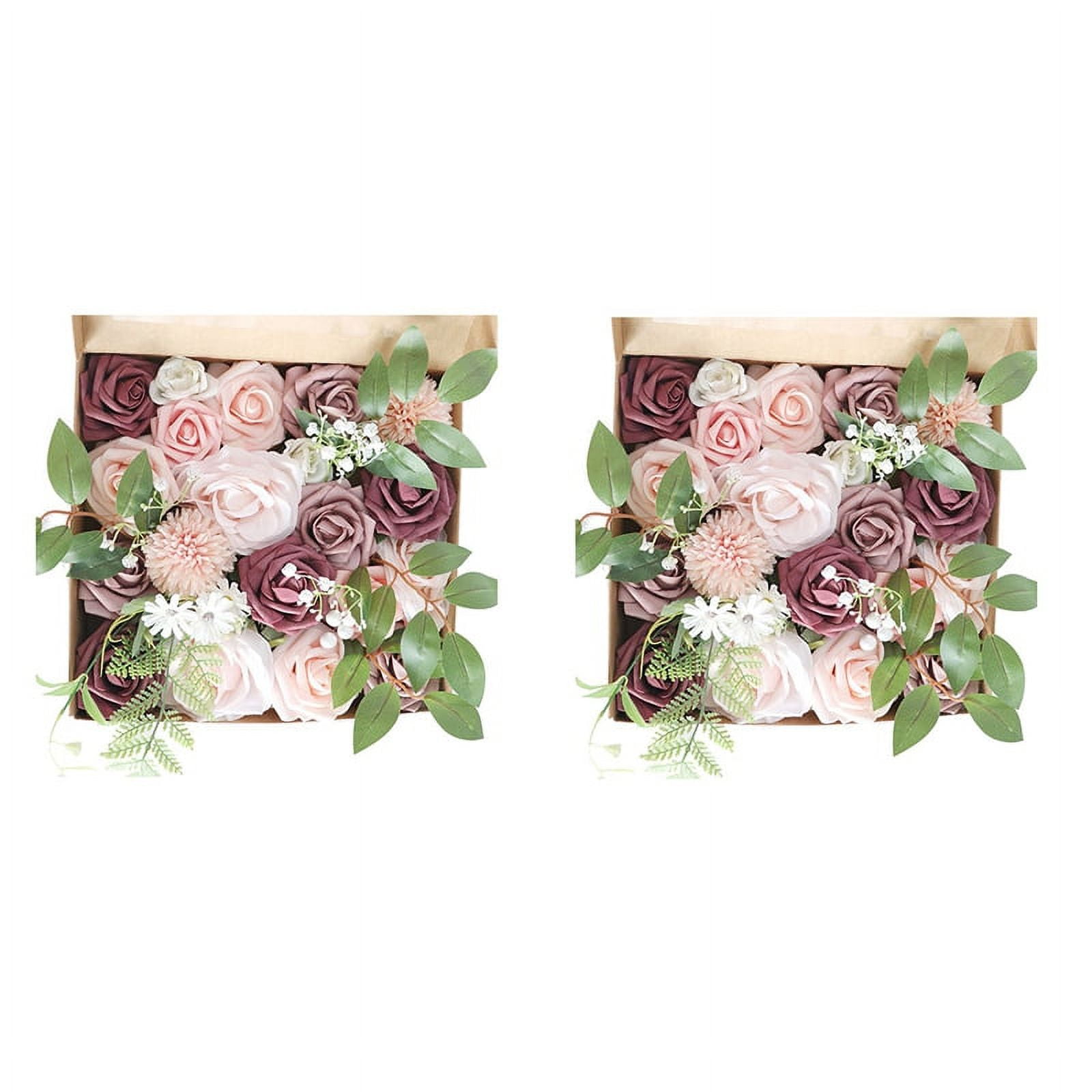 2X Artificial Wedding Flowers Box Set Dusty Rose Flowers Combo for DIY Floral Arrangements