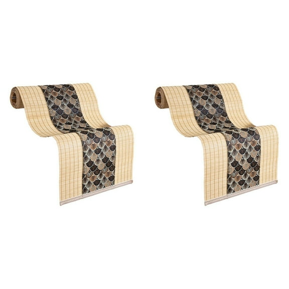 2X Asian Style Bamboo Table Runner Retro Mat Suitable for Kitchen, Dining Room and Bedroom Decoration. Dark Brown