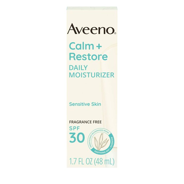 2X Aveeno Calm + Restore Daily Moisturizer Mineral Sunscreen SPF 30